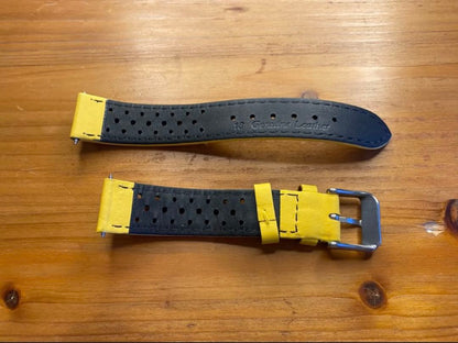 Straton Watch Company ストラトン 18Mm ラリー・オメガオリンピックモデル 高品質カーフ本革 黄×白