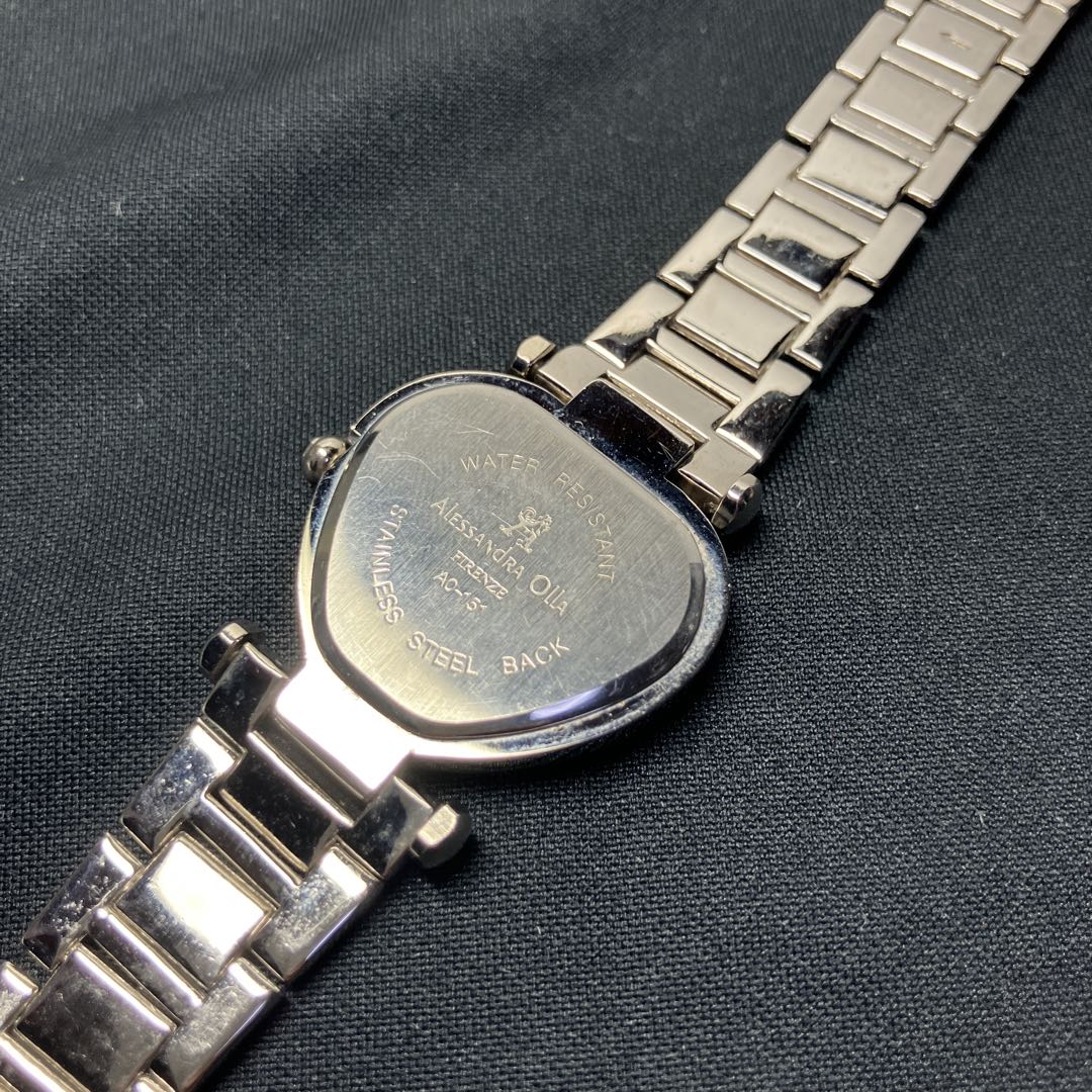 Alessandra Olla Analog Quartz Women アレッサンドラ・オッラ アレサンドラオーラ ハート型 Womenwatch ストーンベゼル 稼動品 シルバー