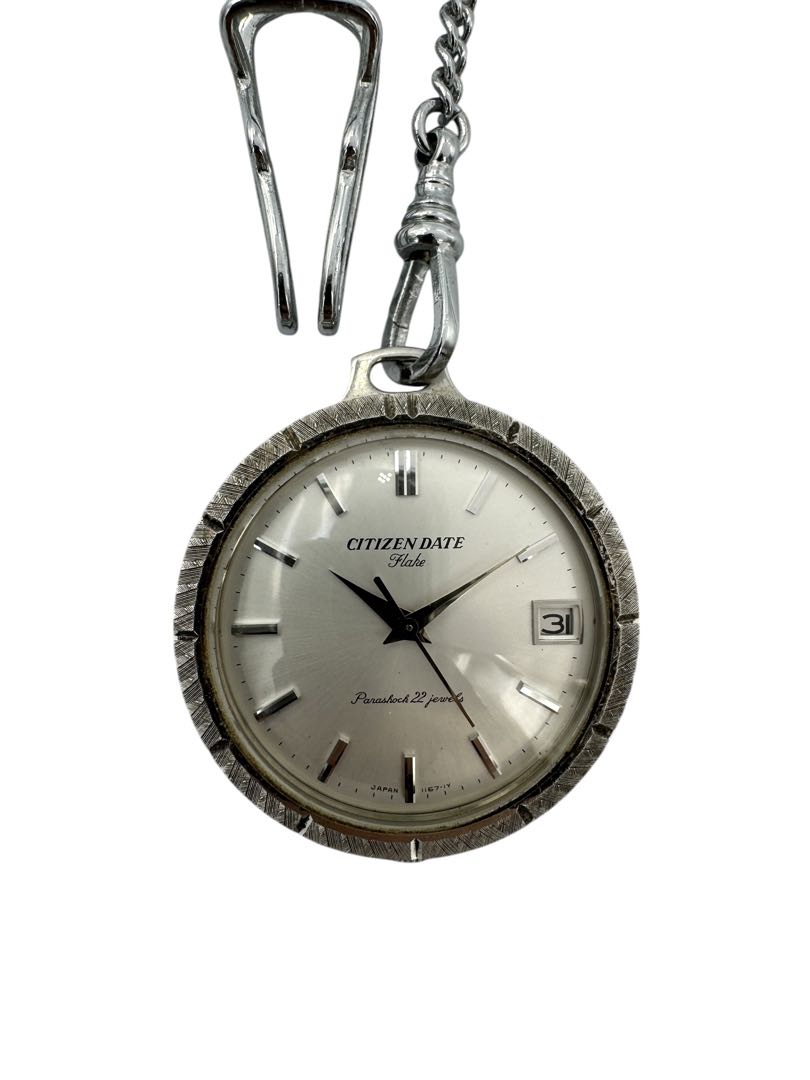 Citizen Flake Analog Mechanical (Manual) Unisex Adults Women Date Pocket Watch Manual Winding For Parts