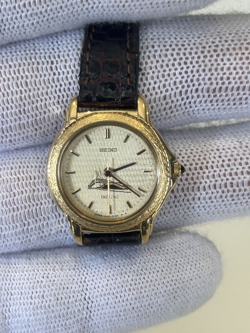 Seiko Exceline 4J41-0080 Analog Mechanical (Manual) Women Manual Winding時計 ゴールドケース