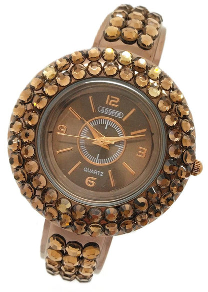 Abiste Analog Quartz Women アビステ Watch バングル ラインストーン 中古美品