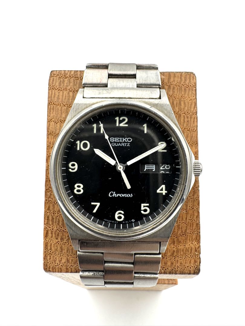 Seiko Chronos 8123-6120 Analog Quartz Unisex Adults Day Date 33Mm Vintage Watch Head For Parts As-Is