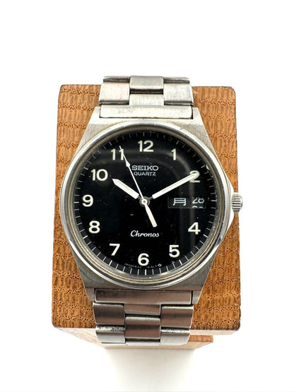 Seiko Chronos 8123-6120 Analog Quartz Unisex Adults Day Date 33Mm Vintage Watch Head For Parts As-Is