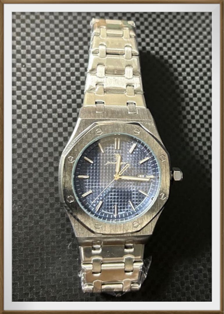 Analog Quartz Men Men Royal Oak Homage Watch Silver X Blue Unused