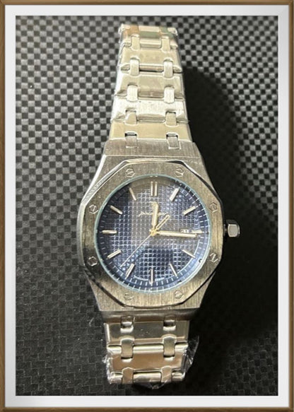 Analog Quartz Men Men Royal Oak Homage Watch Silver X Blue Unused