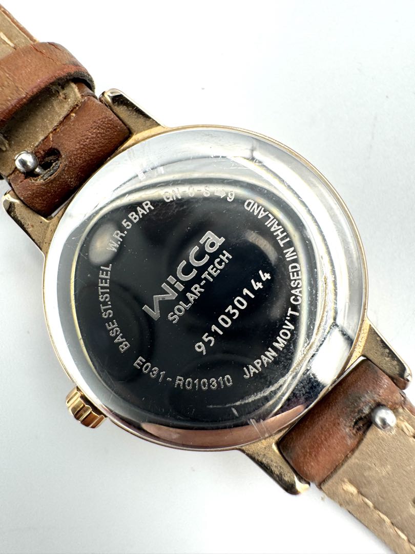 Citizen Wicca E031-R025151 Analog Quartz (Solar Powered) Women Vtg. Eco-Drive Solar Gold Tone Ladies Leather Watch