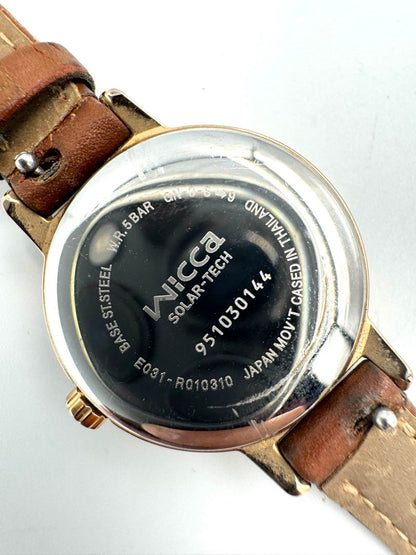 Citizen Wicca E031-R025151 Analog Quartz (Solar Powered) Women Vtg. Eco-Drive Solar Gold Tone Ladies Leather Watch