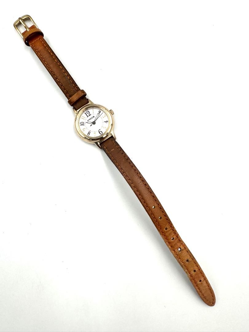 Citizen Wicca E031-R025151 Analog Quartz (Solar Powered) Women Vtg. Eco-Drive Solar Gold Tone Ladies Leather Watch