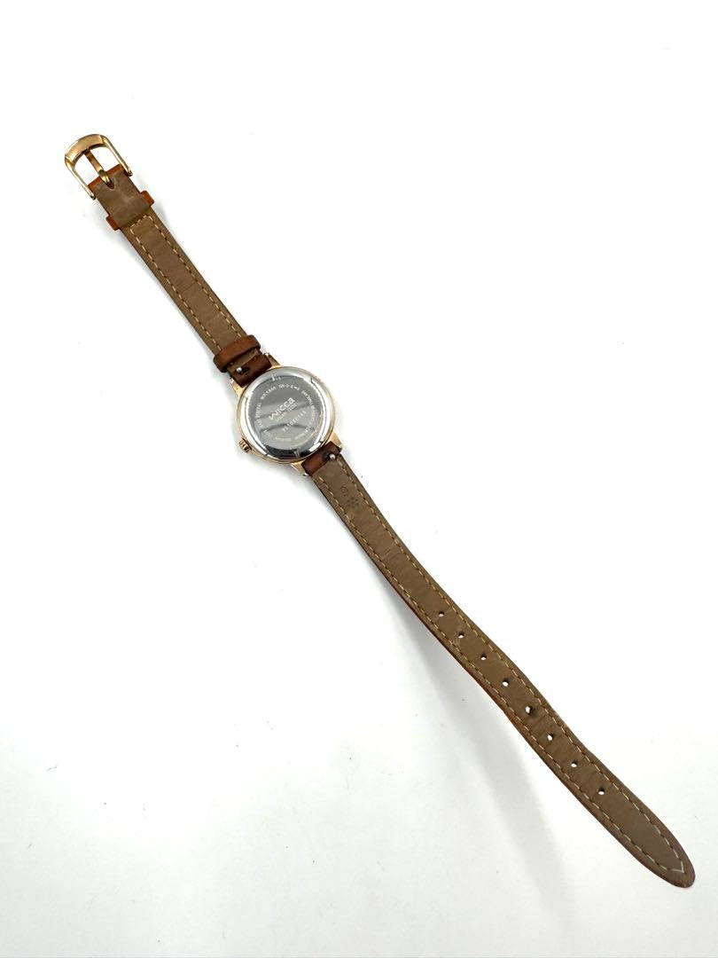 Citizen Wicca E031-R025151 Analog Quartz (Solar Powered) Women Vtg. Eco-Drive Solar Gold Tone Ladies Leather Watch