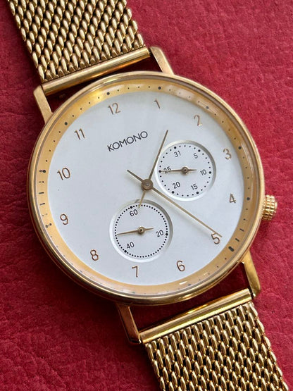 Komono Analog Quartz Men コモノ ワルサーゴールド アナログwatch未使用品battery Replaced