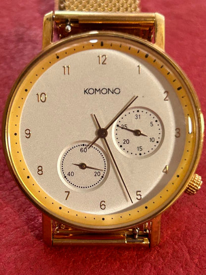 Komono Analog Quartz Men コモノ ワルサーゴールド アナログwatch未使用品battery Replaced