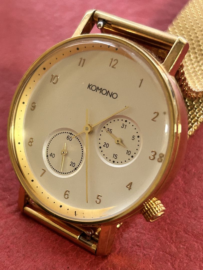 Komono Analog Quartz Men コモノ ワルサーゴールド アナログwatch未使用品battery Replaced