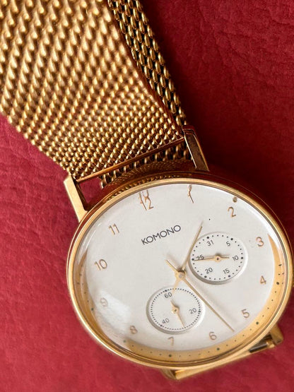 Komono Analog Quartz Men コモノ ワルサーゴールド アナログwatch未使用品battery Replaced