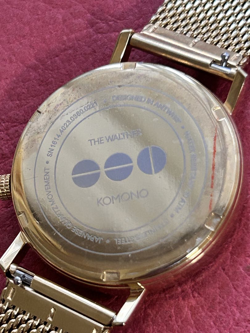 Komono Analog Quartz Men コモノ ワルサーゴールド アナログwatch未使用品battery Replaced