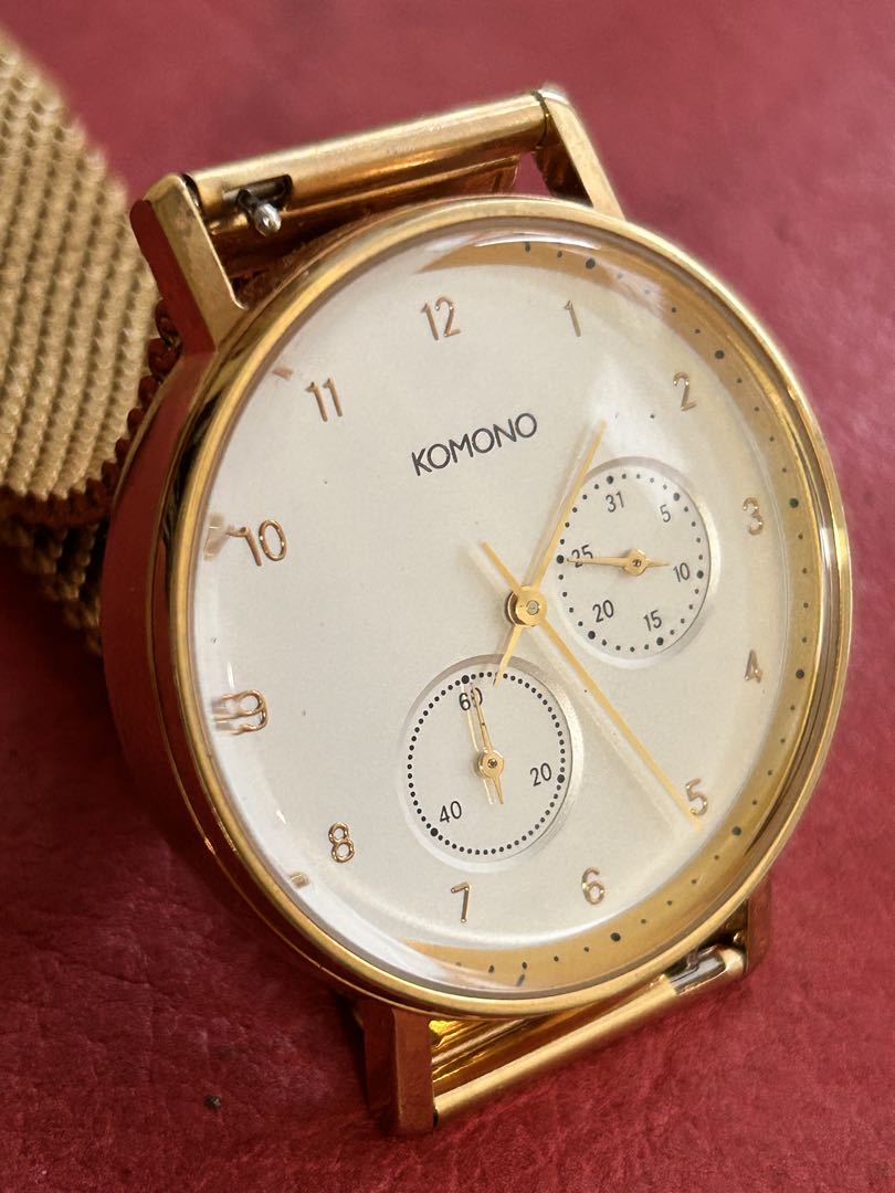 Komono Analog Quartz Men コモノ ワルサーゴールド アナログwatch未使用品battery Replaced