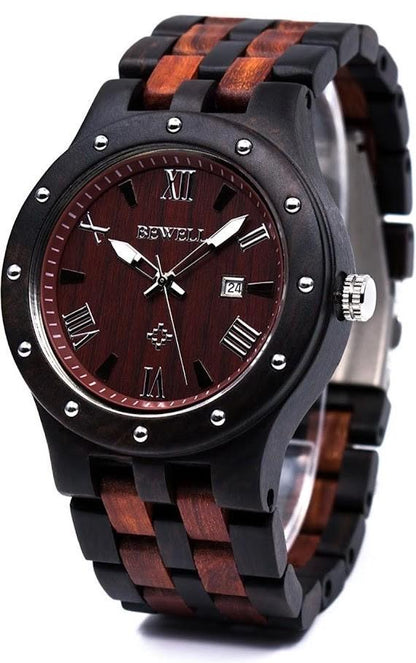 Bewell M-6-KF Analog Quartz Men よろしくね 高級感溢れるお洒落な天然木軽量防水 夜光表示 大人気 Watch