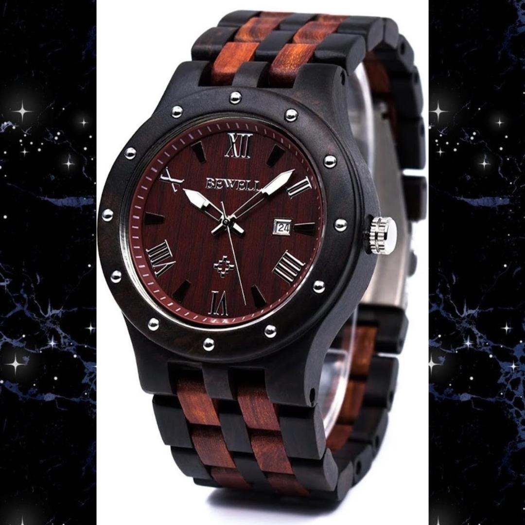 Bewell M-6-KF Analog Quartz Men よろしくね 高級感溢れるお洒落な天然木軽量防水 夜光表示 大人気 Watch