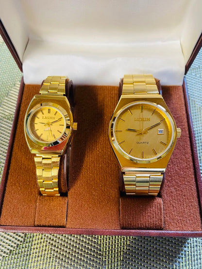 Ligun Analog Quartz Men リグン リガン ゴールド文字盤watch2個セット