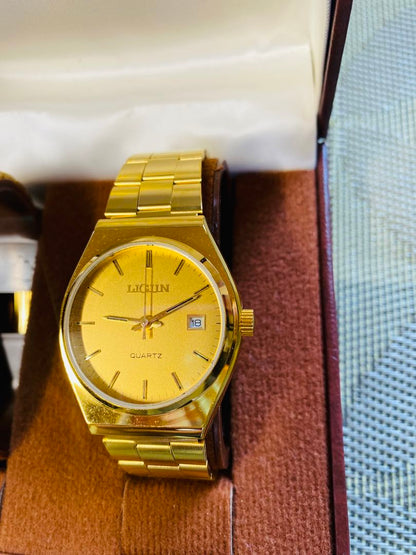 Ligun Analog Quartz Men リグン リガン ゴールド文字盤watch2個セット