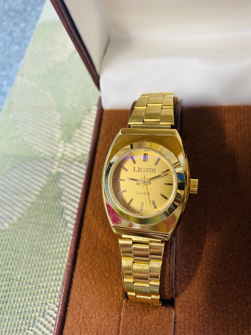 Ligun Analog Quartz Men リグン リガン ゴールド文字盤watch2個セット