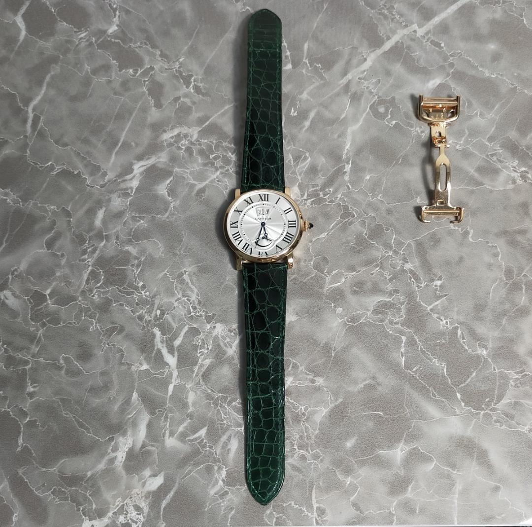 Cartier Analog Quartz Men 極上 カルティエ用 アリゲーター ベルト 22