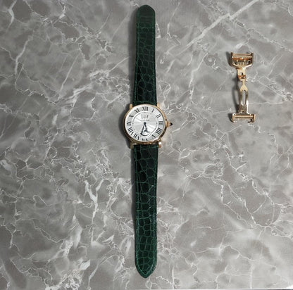 Cartier Analog Quartz Men 極上 カルティエ用 アリゲーター ベルト 22