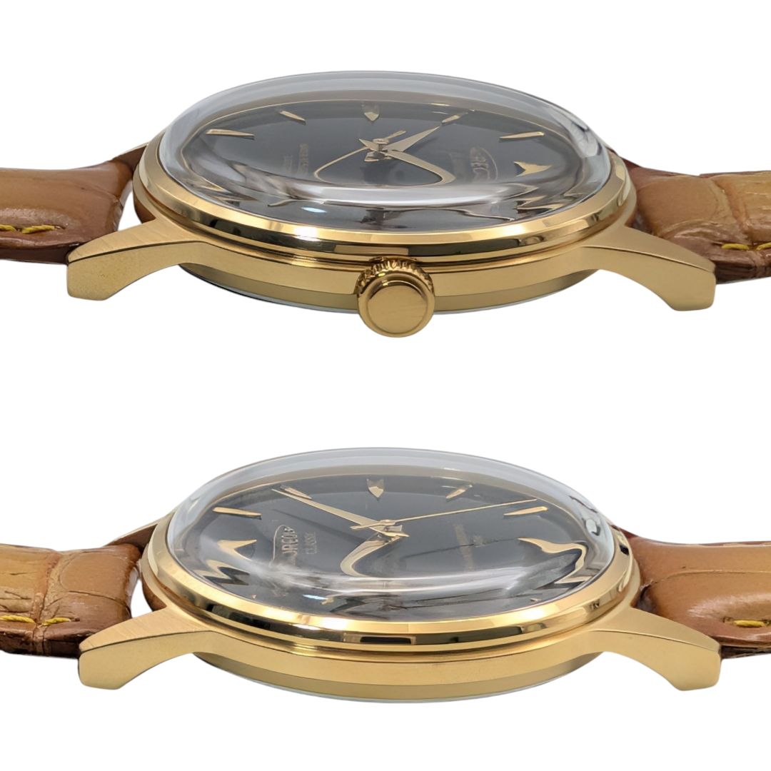 Aureole SW-618M Analog Quartz Men オレオール Watch 黒 ブラウン ゴールド