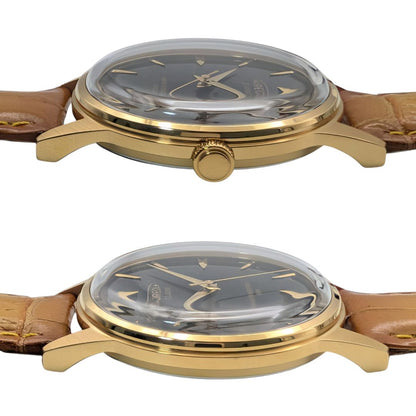 Aureole SW-618M Analog Quartz Men オレオール Watch 黒 ブラウン ゴールド