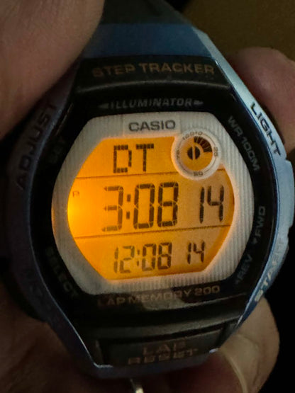 Casio Step Tracker Digital Quartz Unisex Adults Wristwatch 38Mm Battery Replaced