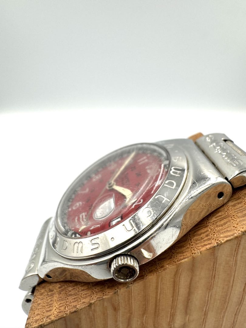 Swatch SWATCH Irony Analog Quartz Unisex Adults Wristwatch 37Mm Stainless Steel Red Dial
