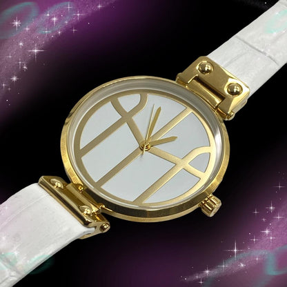 Mockberg Analog Quartz Women X Tsugumi Watarai Collaboration Watch White Strap Excellent Condition