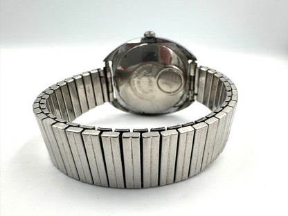 Timex Electric Analog Quartz Men Vintage Round Silver Sunburst Dial Speidel Band Watch For Parts