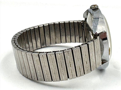 Timex Electric Analog Quartz Men Vintage Round Silver Sunburst Dial Speidel Band Watch For Parts