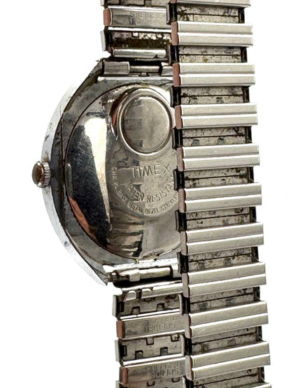 Timex Electric Analog Quartz Men Vintage Round Silver Sunburst Dial Speidel Band Watch For Parts