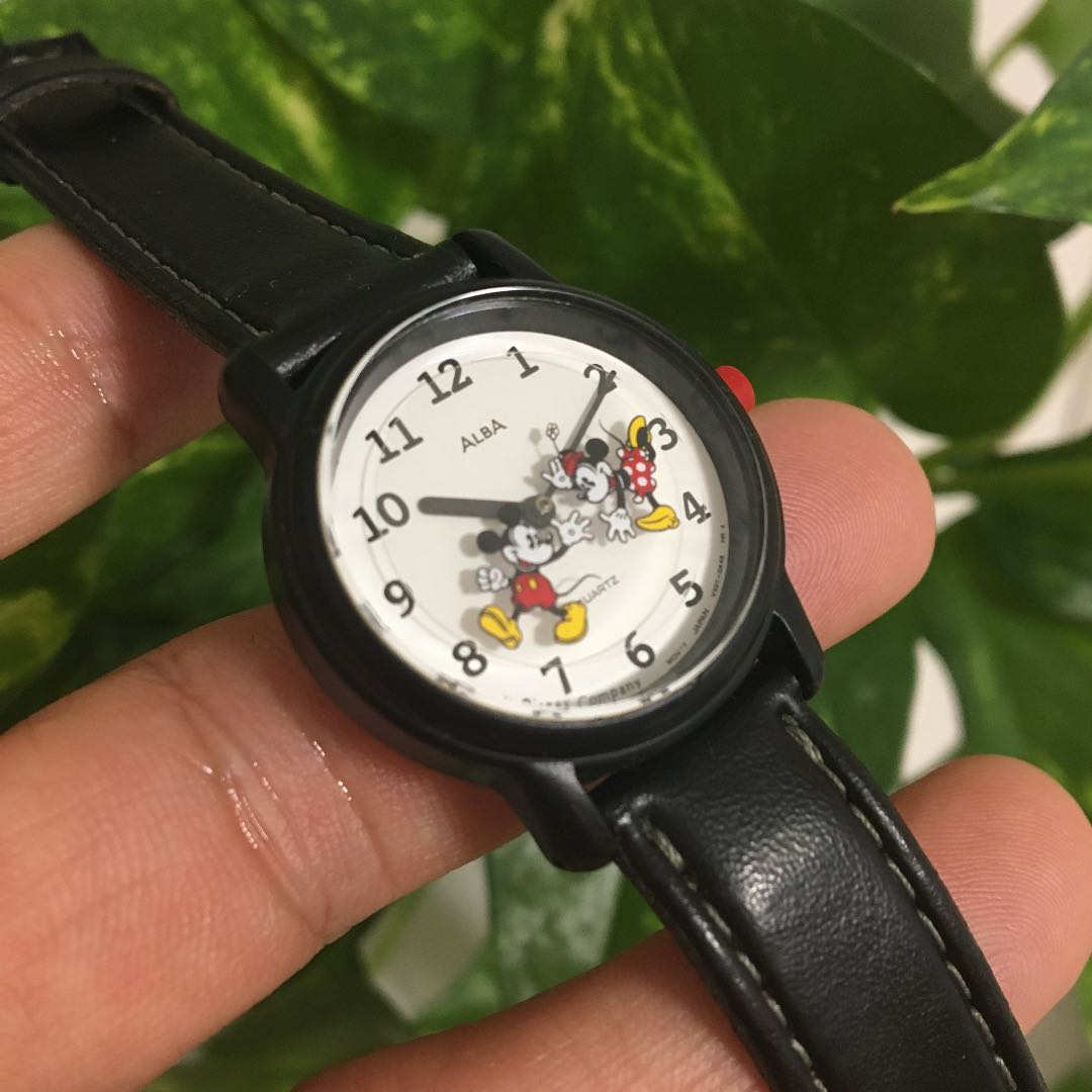 Seiko Alba Disney Analog Quartz Women Rare Retro Mickey & Minnie Watch