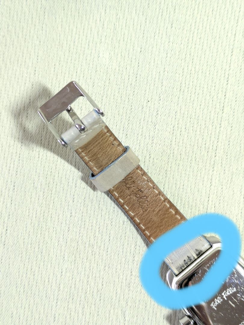 Folli Follie Analog Quartz Women フォリフォリ ストーン付き水色 カレンダー付き 稼働中