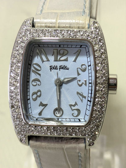 Folli Follie Analog Quartz Women フォリフォリ ストーン付き水色 カレンダー付き 稼働中