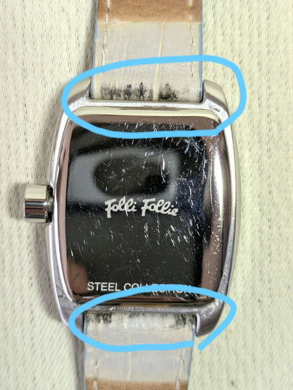 Folli Follie Analog Quartz Women フォリフォリ ストーン付き水色 カレンダー付き 稼働中