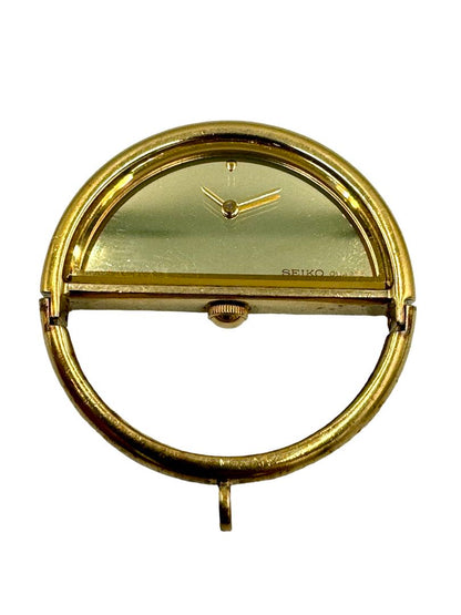 Seiko Pocket Watch 5420-5350 Analog Quartz Unisex Adults Vintage Gold Tone Crescent Desk Head Only