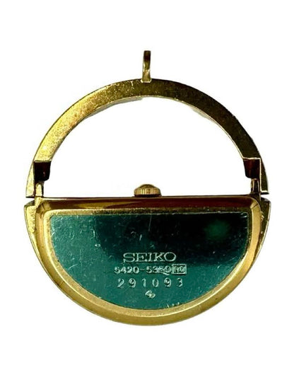 Seiko Pocket Watch 5420-5350 Analog Quartz Unisex Adults Vintage Gold Tone Crescent Desk Head Only