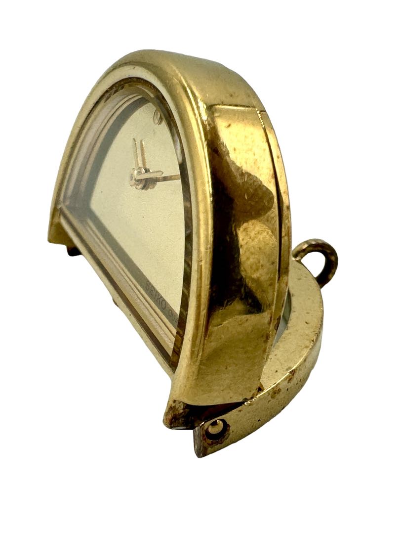 Seiko Pocket Watch 5420-5350 Analog Quartz Unisex Adults Vintage Gold Tone Crescent Desk Head Only