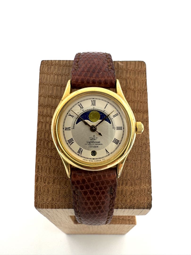 Citizen Lighthouse 6085-G02534 Analog Quartz (Battery) Women Vintage Moonphase Gold Plated Ladies Junk Watch