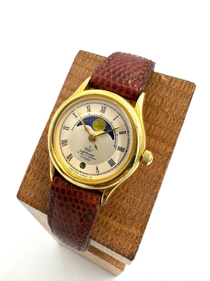 Citizen Lighthouse 6085-G02534 Analog Quartz (Battery) Women Vintage Moonphase Gold Plated Ladies Junk Watch