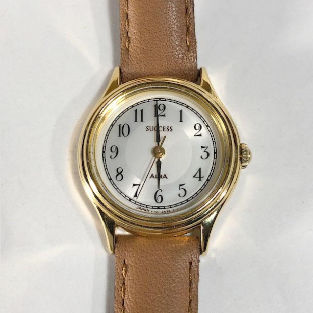 Seiko Alba SUCCESS V701-1S10 Analog Quartz Women Beautiful Item Unused Leather Belt Working Item