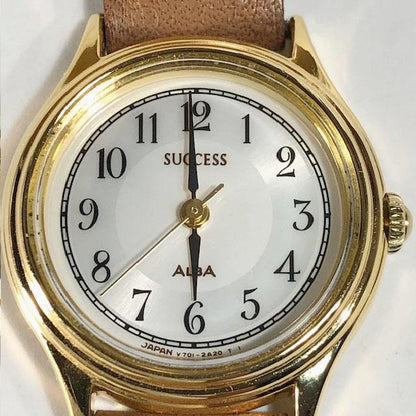Seiko Alba SUCCESS V701-1S10 Analog Quartz Women Beautiful Item Unused Leather Belt Working Item