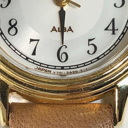 Seiko Alba SUCCESS V701-1S10 Analog Quartz Women Beautiful Item Unused Leather Belt Working Item