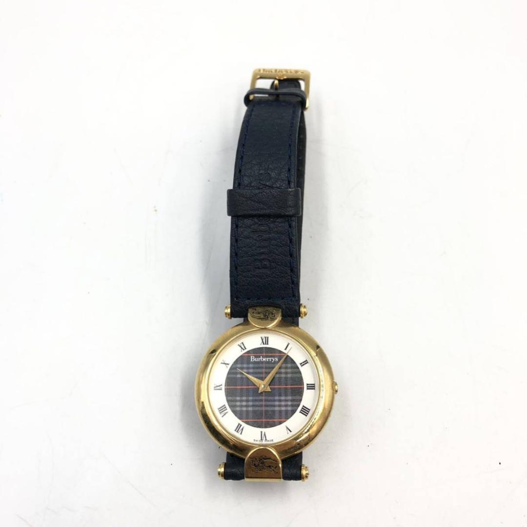 BURBERRY Analog Quartz Women Beautiful Check Pattern Leather Belt