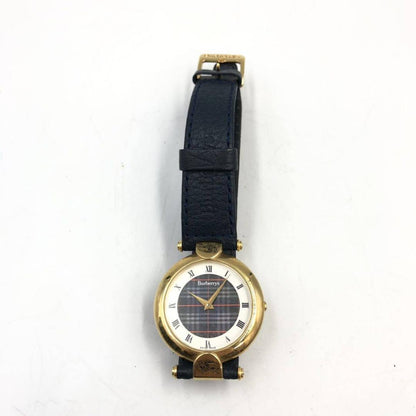 BURBERRY Analog Quartz Women Beautiful Check Pattern Leather Belt