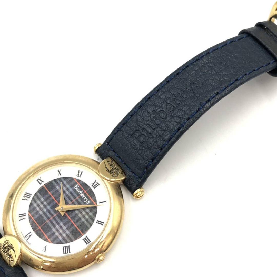 BURBERRY Analog Quartz Women Beautiful Check Pattern Leather Belt