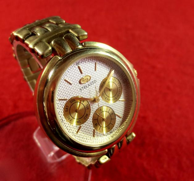 Sterazzo Analog Quartz Men ステラッツォ 完動watchゴールド日・曜日・24時の小針表示